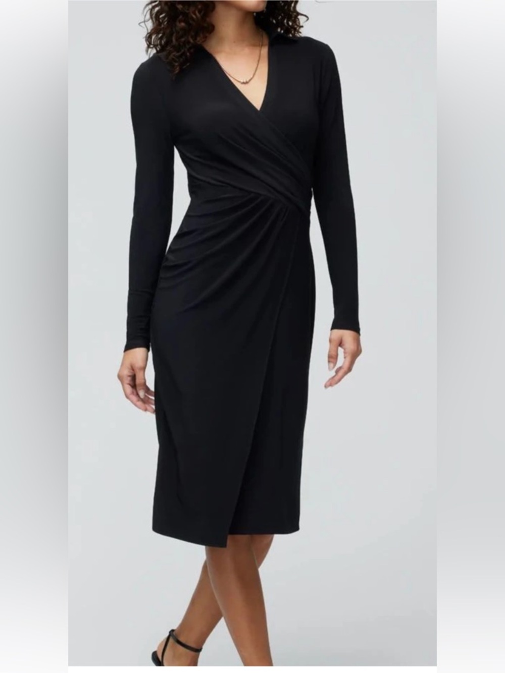 White House Black Market Faux Wrap Dress - Black - Size 0